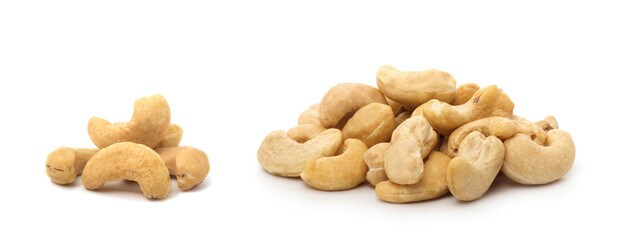 cashew nuts heap on white background