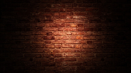Grunge Red Brick Wall with Light Effect and place for text