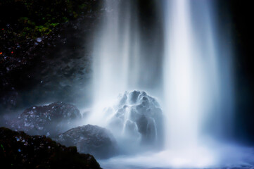 Water hits boulders at base of Waterfalls