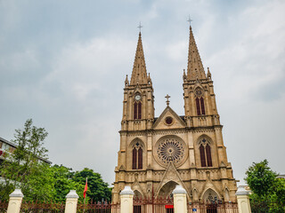Fototapeta na wymiar Sacred Heart Cathedral at guangzhou china.The Sacred Heart Cathedral is a Catholic church in the Diocese of Guangzhou
