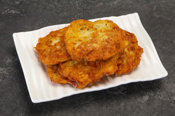 Roasted potato pancakes in the bowl