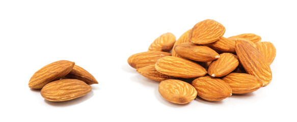group of almonds isolated on white
