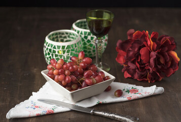 Beautiful still life shot with grapes - food still life
