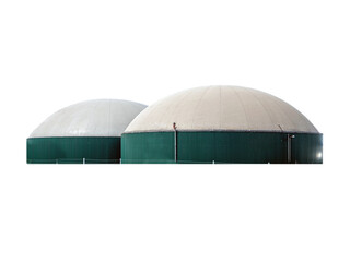 Biogasanlage isoliert auf weißen Hintergrund