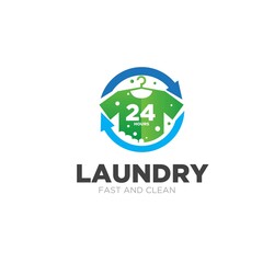 laundry service 24 hours logo designs simple modern