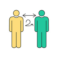 Social distance, measur protection from spread virus, prevention safety. Simple vector icon, filled outline.