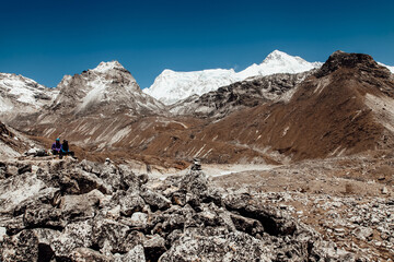 Big beautiful glacier in Himalaya mountains. Nepal. 