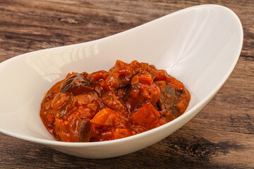 Eggplant saute with tomato and herbs