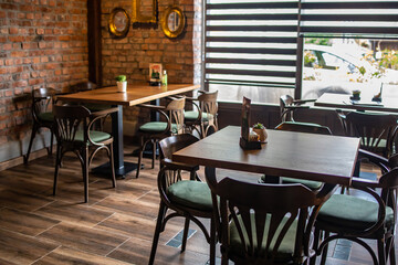 Empty coffee place, interior design idea. Small business