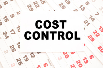 text COST CONTROL on a sheet from Notepad.a digital background. business concept . business and Finance.