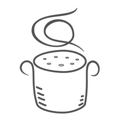 A picture depicting a boiling pot with steam