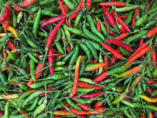 View of bird pepper texture background, hot chili pepper