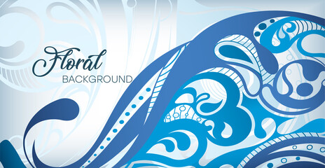 Luxurious floral background. Vintage ornament, pattern. Wavy curves decor.