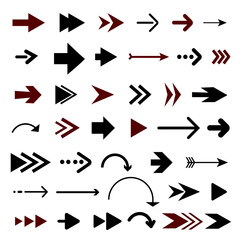Vector black and red arrow icons set