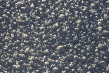 Frozen ice crystals on the ground (macro) 