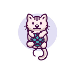 Cute cat illustration in white background