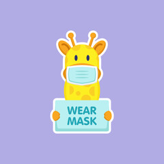 Animal covid prevention sticker concept