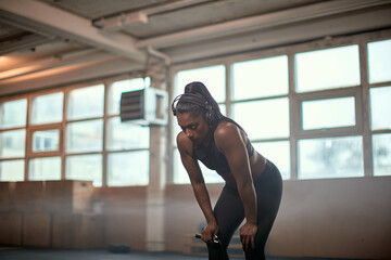 Fit woman taking a break from working out