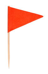 Red decorative flag on toothpick festive decoration for drink and food