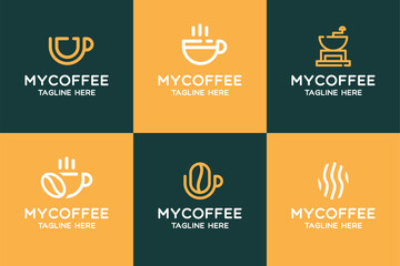Flat Coffee shop logo collection