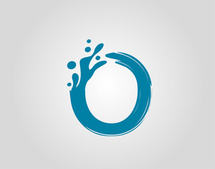 Water Splash Initial O Letter Logo Icon, Blue water alphabet icon.
