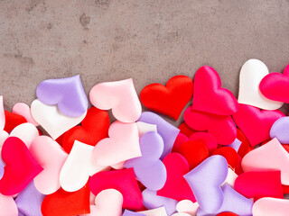 colorful party silk confetti heart shapes for festive or celebration concepts