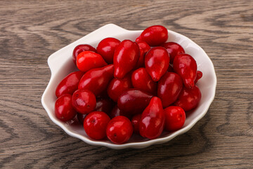 Sweet and ripe cornel berries
