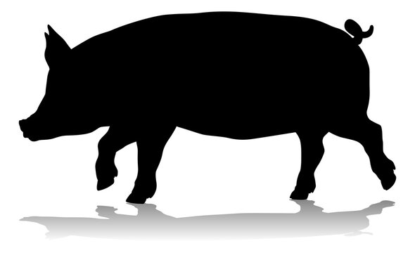 recommend clip art: A pig silhouette farm animal graphic