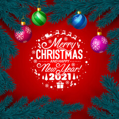 Merry Christmas and happy new year 2021, vector background