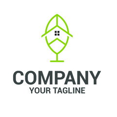 leaf with house logo