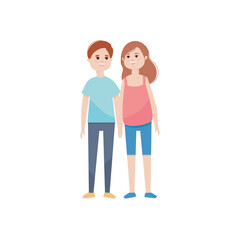icon of cartoon young couple standing, colorful design
