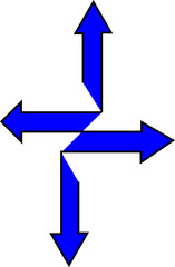 Four blue arrows with black boarder