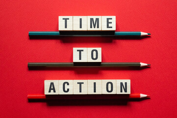 Time to Action word concept on cubes