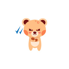 Isolated angry bear cartoon. Kawaii style. Vector illustration