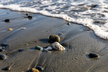 Waves and rocks on a beach on Vancouver Island, BC Canada