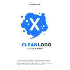 Obraz premium Creative Bubble Smooth Rectangle with Dots Initial X Letter Logo Design