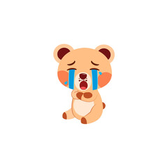 Isolated crying bear cartoon. Kawaii style. Vector illustration