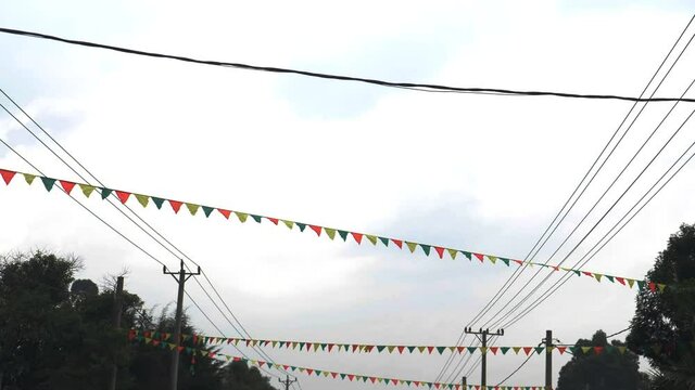 The street covered with flags and costume during the Rufael day, Christianity Holiday in Ethiopia.