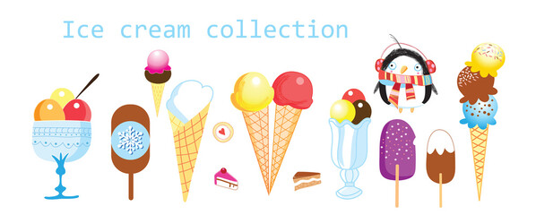 Collection of vector multicolored ice cream isolated