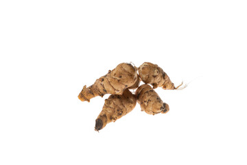 natural product, piece of fresh ginger food isolated on white