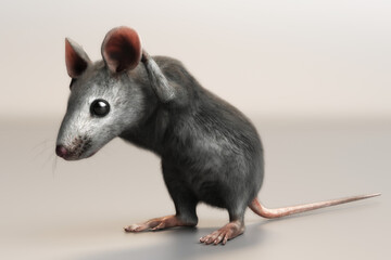 3D Illustration of a house mouse Mus musculus