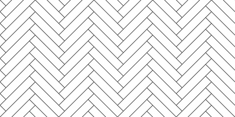 Black line vintage herringbone  wooden floor. Vector monochrome seamless pattern. Parquet design texture