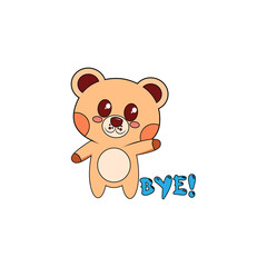 Isolated happy bear cartoon saying bye. Vector illustration