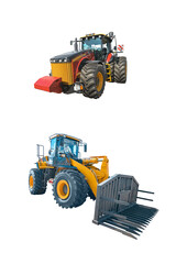 Front loaders for use in various areas of modern production. Isolated on white