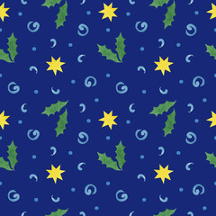 Hand painted watercolor seamless pattern  New year night
