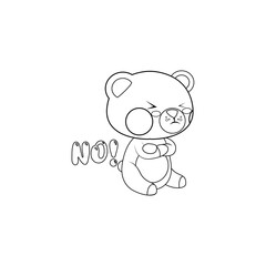 Isolated angry bear cartoon. Kawaii style. Vector illustration
