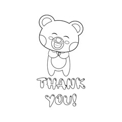 Isolated happy bear cartoon saying thank you. Vector illustration