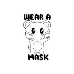 Isolated bear cartoon wearing a mask. Vector illustration