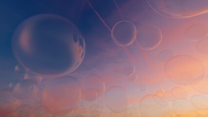 Abstract background of colorful bubbles in space 3d render	