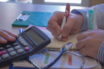 Financial analysis, audit or accounting. Medical costs, financial concept